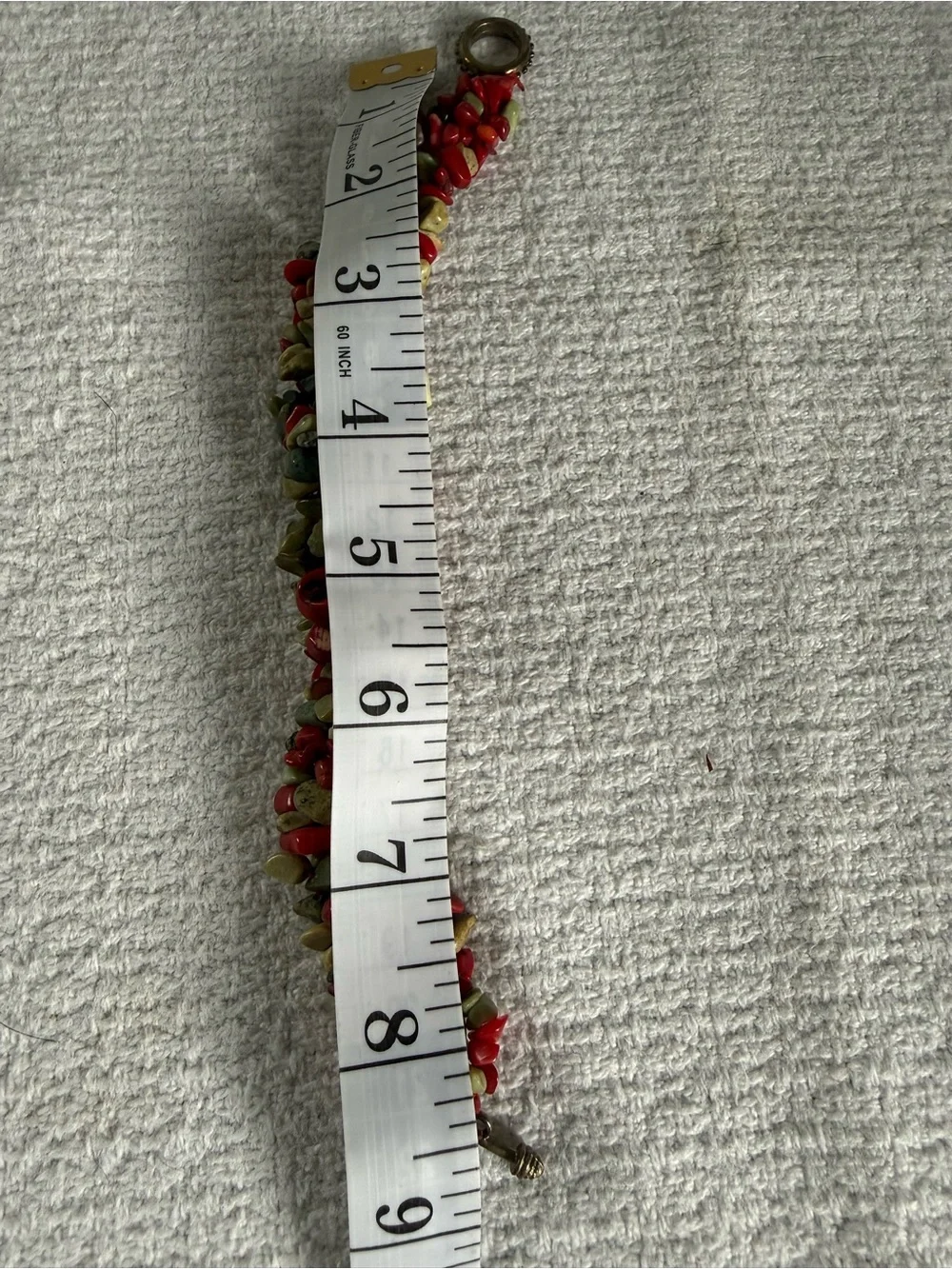 Multicolor Red & Green Chip Bead Bracelet with Toggle Clasp